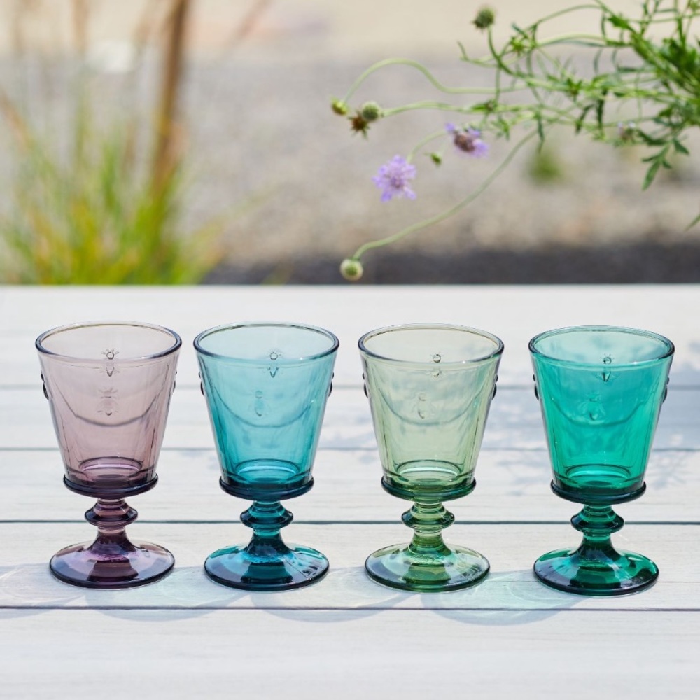 Hand blown in France Bee 🐝 Wine Glass set of 4